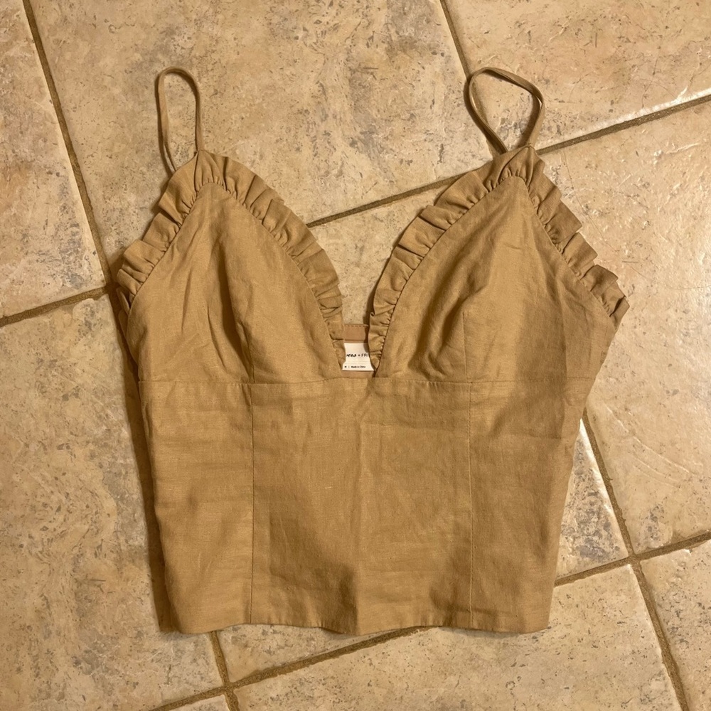 Lovers and friends M ruffle corset tan tank top
